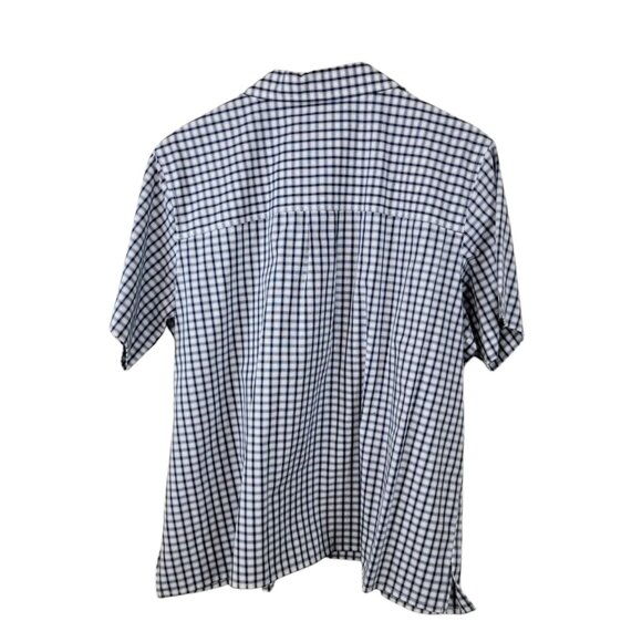 NEW Elizabeth Plus Size 2X Top Button Up Lightweight Short Sleeve Check Plaid - Picture 3 of 4